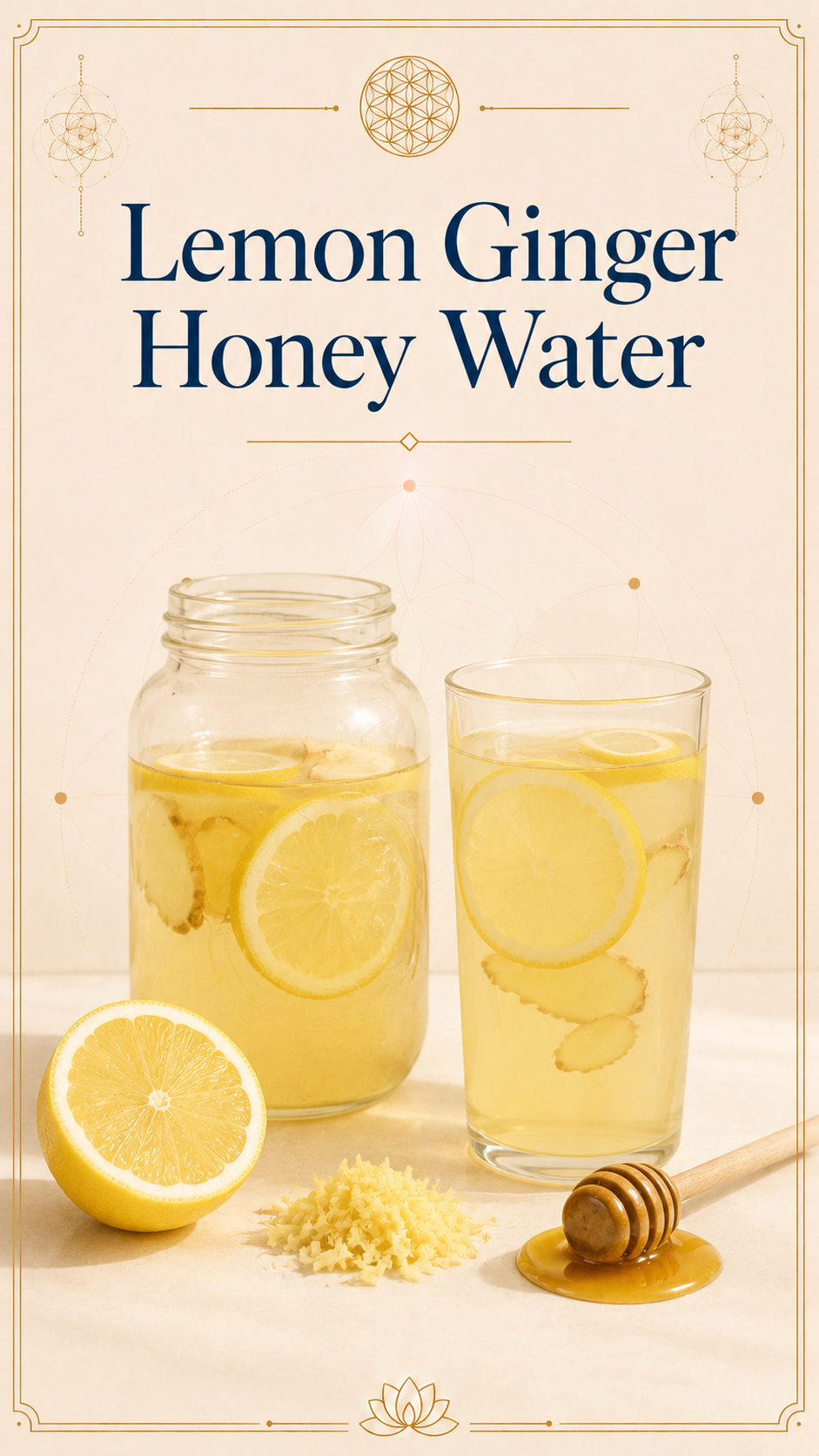 Lemon Ginger Honey Water — mason jar of ginger water beside the finished glass